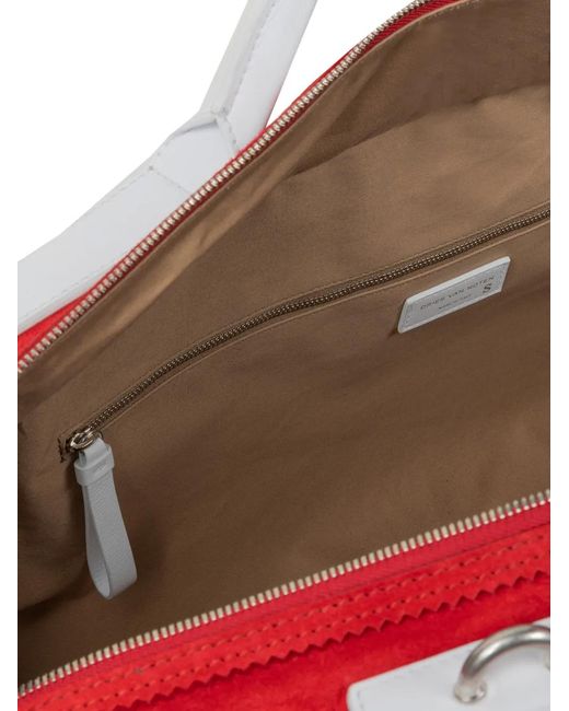 Dries Van Noten Red Panelled Holdall for men