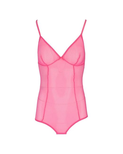 Laura Urbinati Pink Body À Empiècement En Résille