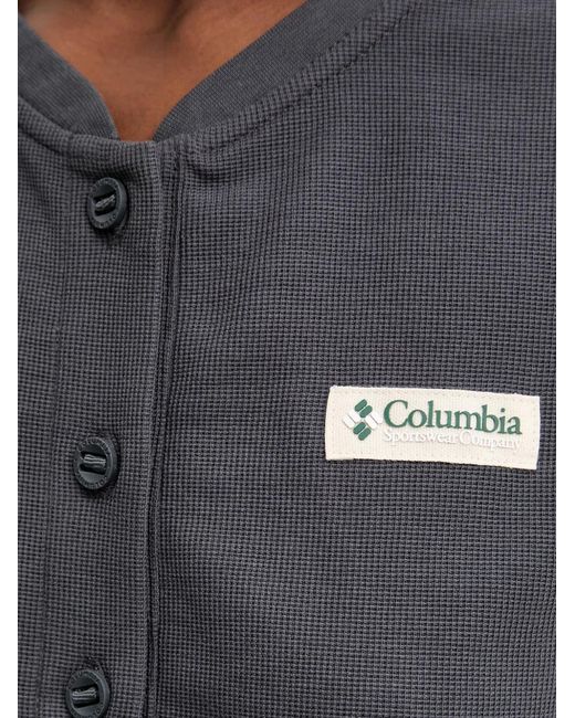 Columbia Gray Acker Rock Waffle-Knit Logo-Patch T-Shirt