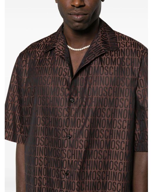 Chemise à logo en jacquard Moschino pour homme en coloris Brown