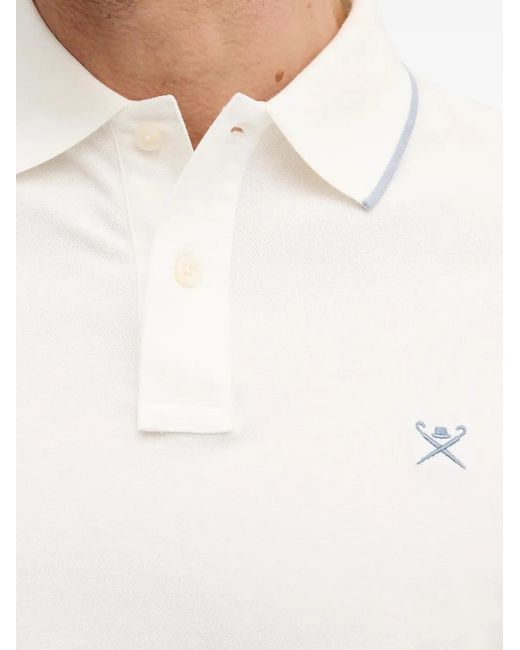 Hackett White Logo-Embroidery Polo Shirt for men