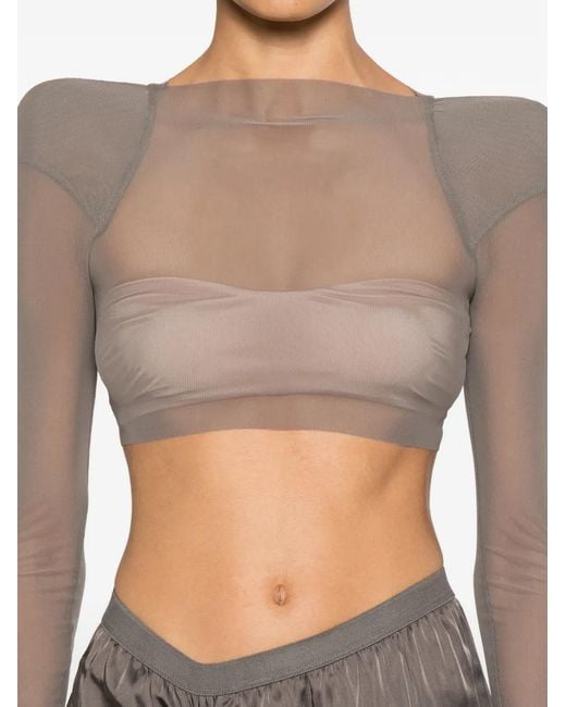 Rick Owens White Helm Structured-Shoulder Crop Top