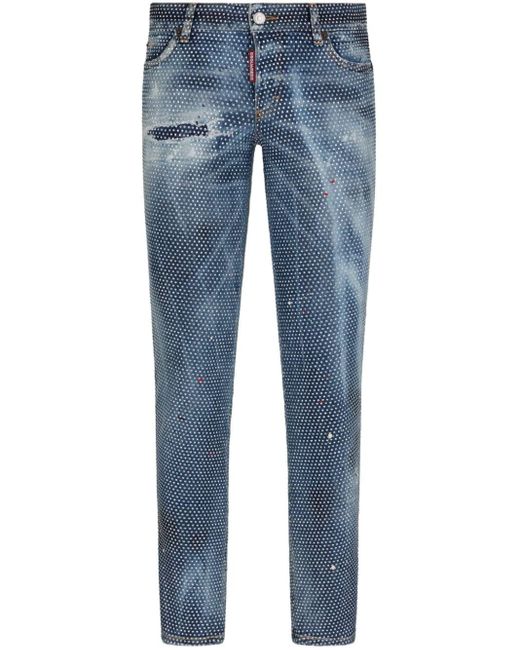DSquared² Jeans Verfraaid Met Kristallen in het Blue