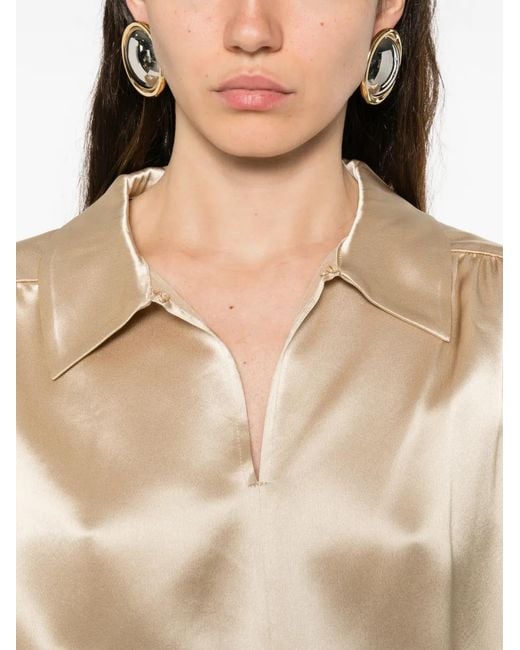 By Malene Birger Natural Long-Sleeve V-Neck Blouse