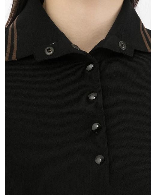 Philosophy Di Lorenzo Serafini Black Stretch Long-Sleeve Polo Shirt