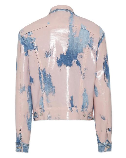 DSquared² Blue Two-Tone Distressed Denim Jacket for men