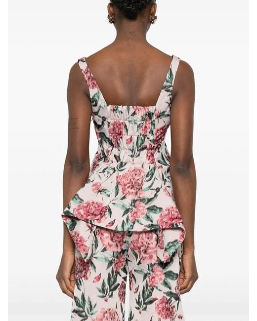 Marques'Almeida Red Peplum Brocade Corset Top