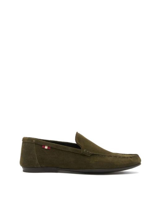 Bally Green Axony Suede Loafers for men