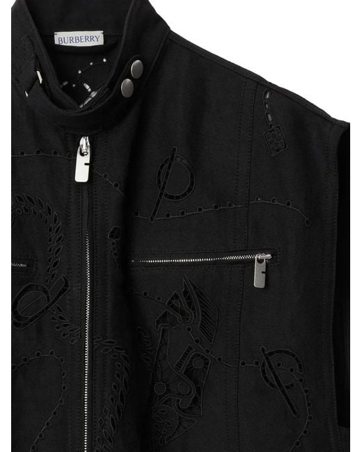 Chaleco de lona con bordado inglés Burberry de color Black