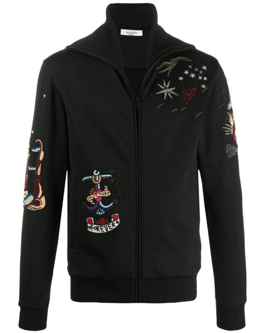 Valentino Garavani Black Embroidered Sweatshirt for men