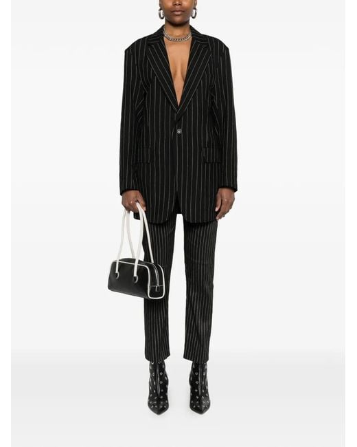 R13 Black Buttoned Pinstripe Blazer