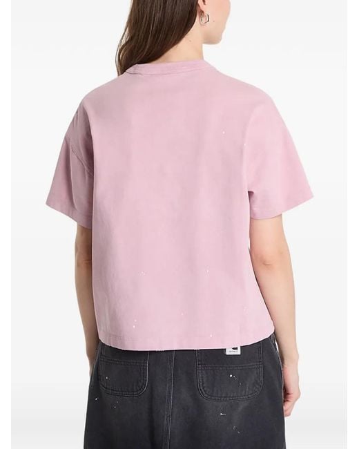 Carhartt Pink T-Shirt À Logo Imprimé Et Effet De Taches De Peinture