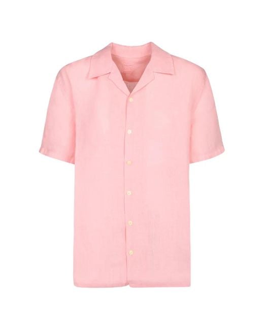 120% Lino Pink Chemise À Col Cubain for men