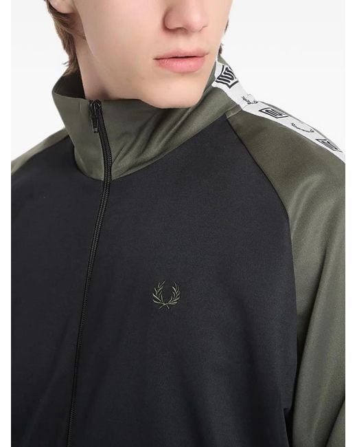 Fred Perry Gray Logo-Tape Zip-Up Jacket for men