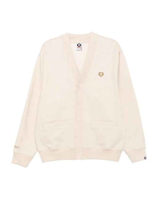 Aape By A Bathing Ape Button-Up Sweater Met Logo-Applicatie in het White voor heren