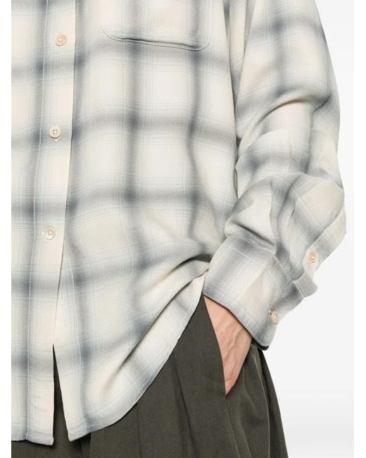 Our Legacy White Forever Plaid-Pattern Shirt