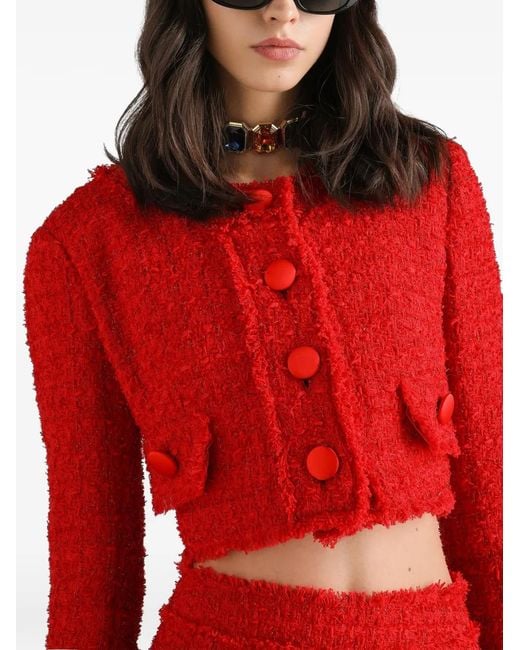Dolce & Gabbana Red Short Tweed Jacket