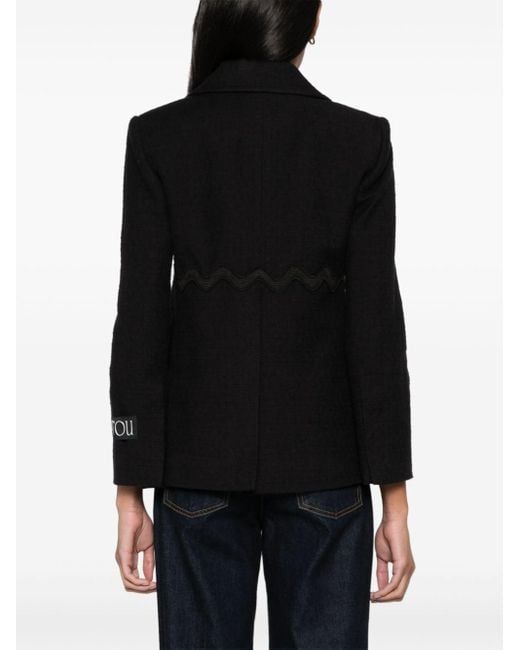 Patou Black Wave-Trim Tweed Jacket