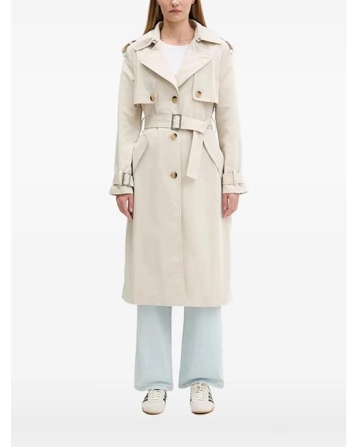 Desigual White Pleated-Back Trench Coat