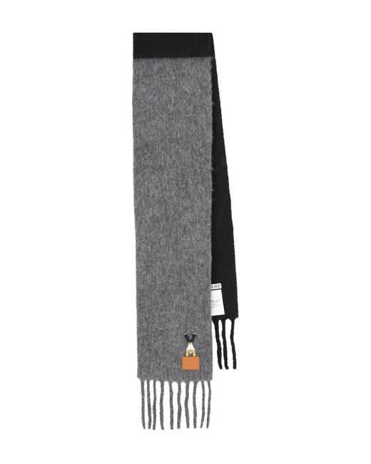 Loewe Gray Fringed Wool Scarf