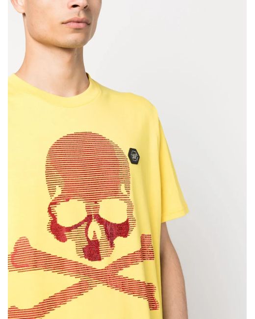 Philipp Plein Yellow Skull-Print Short-Sleeve T-Shirt for men