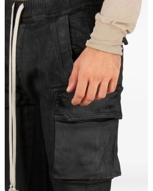 Rick Owens Black Drawstring-Waist Cargo Pants for men