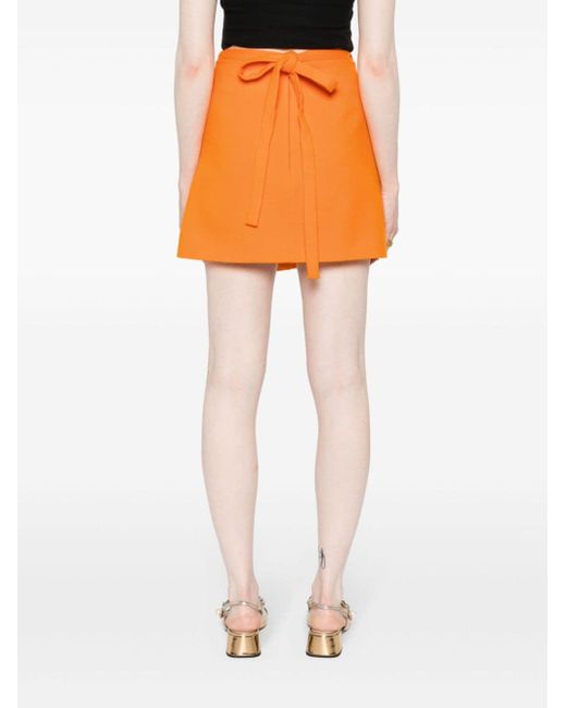 Patou Orange Crepe Wrap Mini Skirt