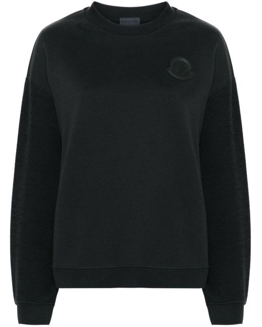 Moncler Black Rubberised-logo Panelled Sweatshirt