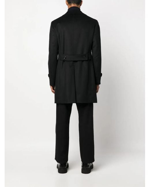 Tagliatore Black Concealed-Fastening Virgin Wool Jacket for men