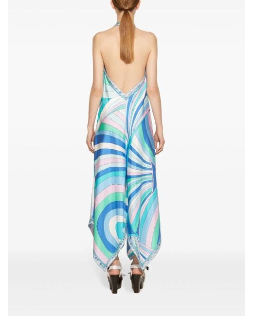 Emilio Pucci Iride ホルターネック シルクドレス Blue