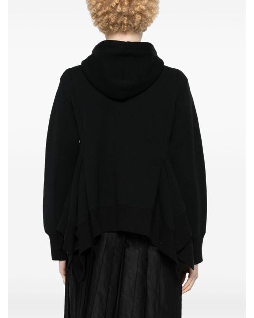 Hoodie zippé à design asymétrique Sacai en coloris Black