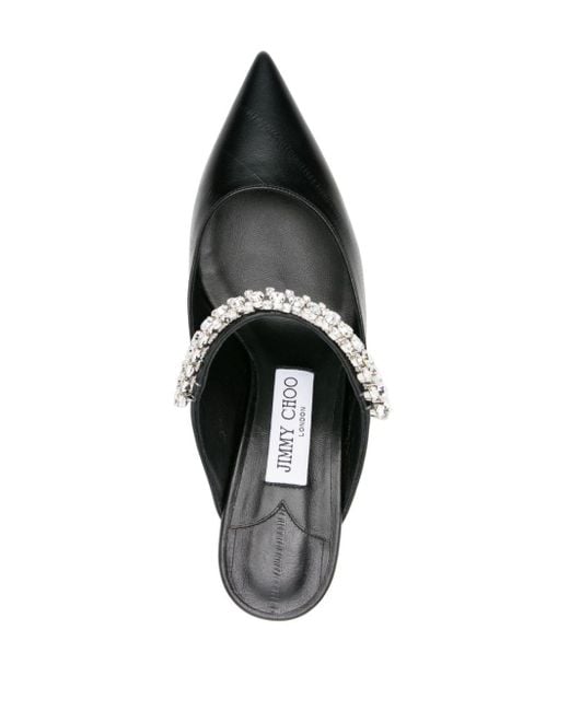 Jimmy Choo Black Bing 70mm Crystal-embellished Mules