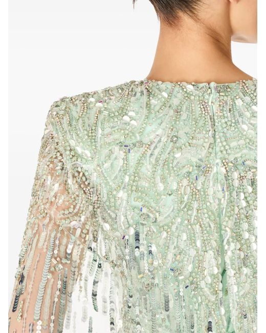 Jenny Packham Green Rush Sequin-Embellished Gown