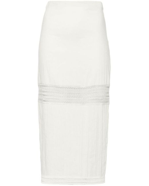 Falda midi con paneles de encaje Patrizia Pepe de color White