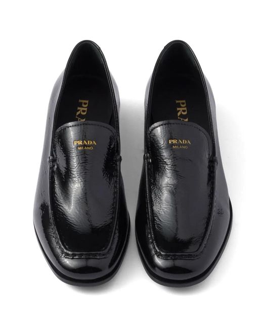 Prada Black Patent-Leather Loafers