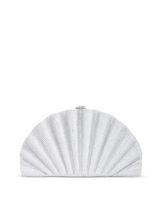 Judith Leiber White Origami Fan Clutch Bag