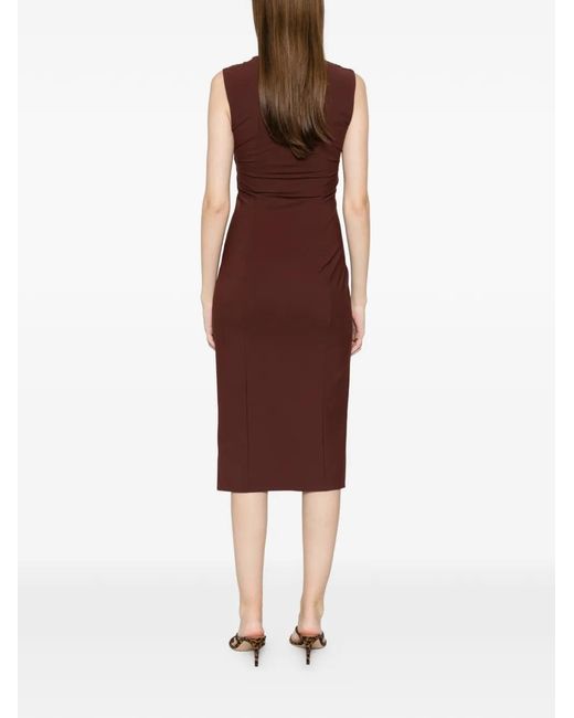 Patrizia Pepe Brown Square-Neck Midi Dress