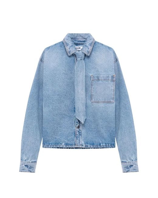 Camicia Denim di MSGM in Blue da Uomo