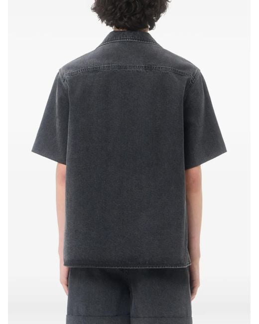 Valentino Garavani Blue Denim Bowling Shirt With Vgold for men