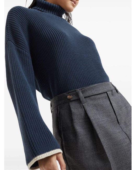 Brunello Cucinelli Gray Tailored Virgin Wool Miniskirt