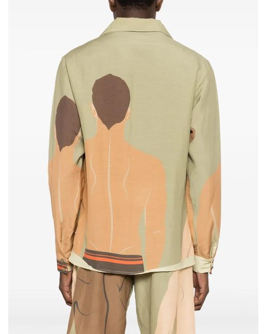 Amir Slama Green Graphic-Print Long-Sleeved Shirt for men