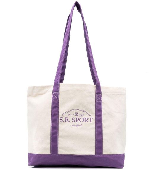 Sporty & Rich Logo Embroidered Tote Bag in Natural Lyst Australia