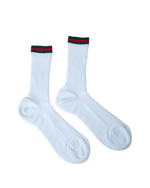 Gucci Blue Web Ribbed Socks