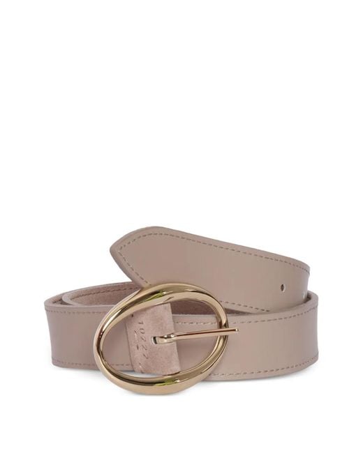 Orciani Gray Oval Buckle Leather Belt