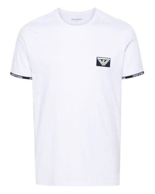Camiseta con aplique del logo Emporio Armani de hombre de color White