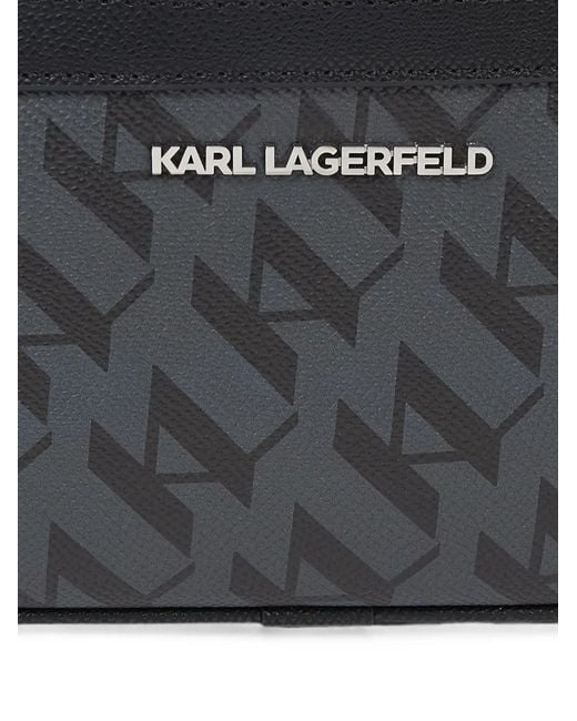Karl Lagerfeld Black Ikon Monogram Elongated Crossbody Bag for men