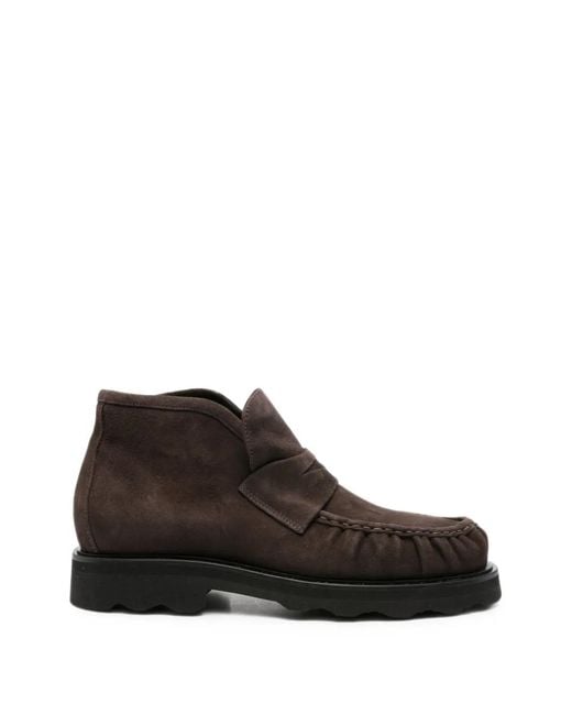 Pomme D ́Or Black Suede Penny-Slot Boots