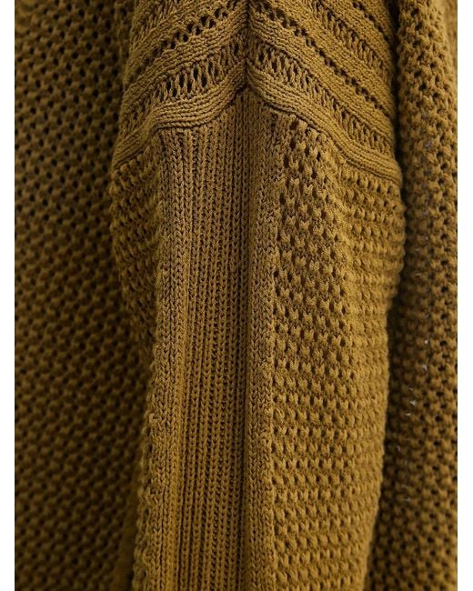 Sisley Brown Open-Knit Ribbed-Trim Sweater