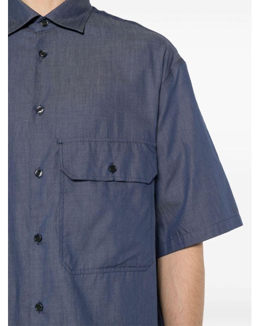 Camisa vaquera con logo bordado Emporio Armani de hombre de color Blue