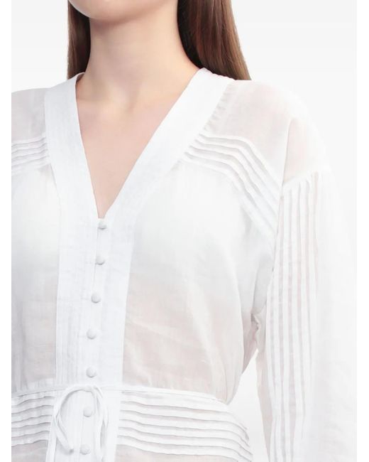 Rag & Bone Viviana Gesmockt Overhemd Met V-Hals in het White